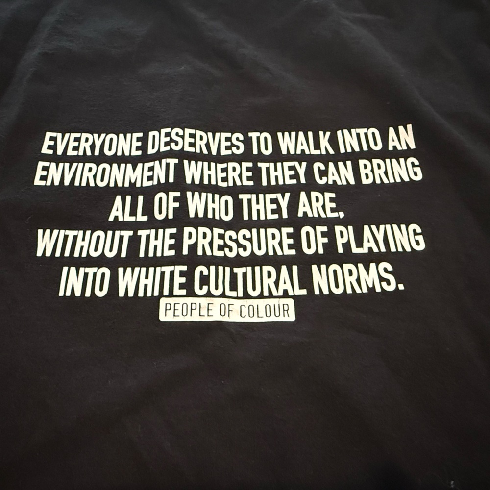 Black Statement Tee by People of Colour. Size Large.